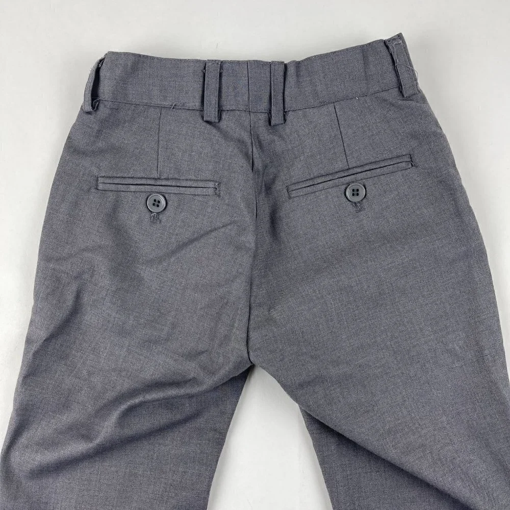 Dress Pants Boys Gray Flat Front Hook And Loops Pockets